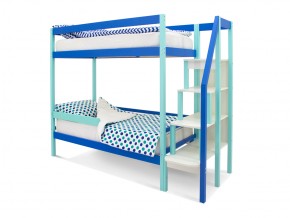 Двухъярусная кровать Svogen с бортиком мятно-синий в Миассе - miass.mebel74.com | фото