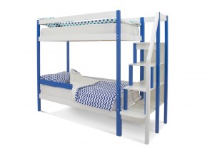 Двухъярусная кровать Svogen с бортиком синий-белый в Миассе - miass.mebel74.com | фото
