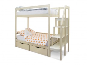 Двухъярусная кровать Svogen с ящиками бежевый в Миассе - miass.mebel74.com | фото 1