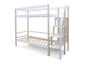 Двухъярусная кровать Svogen с ящиками и бортиком бежево-белый в Миассе - miass.mebel74.com | фото 2