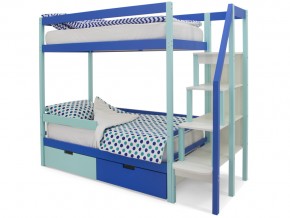Двухъярусная кровать Svogen с ящиками и бортиком мятно-синий в Миассе - miass.mebel74.com | фото