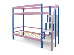 Двухъярусная кровать Svogen с ящиками и бортиком синий-лаванда в Миассе - miass.mebel74.com | фото 2