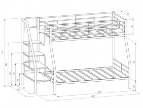 Двухъярусная кровать Толедо 1 Черный-Дуб молочный в Миассе - miass.mebel74.com | фото 2