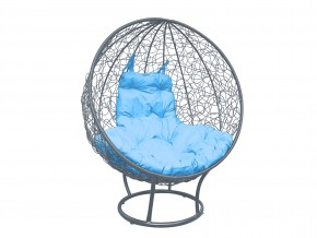 Кокон Круглый на подставке с ротангом голубая подушка в Миассе - miass.mebel74.com | фото