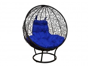 Кокон Круглый на подставке с ротангом синяя подушка в Миассе - miass.mebel74.com | фото 1