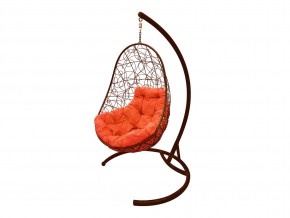 Кокон Овал с ротангом оранжевая подушка в Миассе - miass.mebel74.com | фото