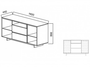 Комодино Moderno-1400 Ф1 в Миассе - miass.mebel74.com | фото 2