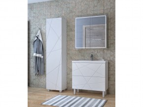 Комплект мебели в ванную Geometry 800 белый с пеналом в Миассе - miass.mebel74.com | фото