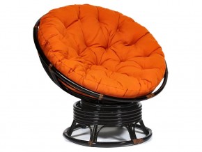 Кресло-качалка Papasan w 23/01 B с подушкой Antique brown, ткань Оранжевый в Миассе - miass.mebel74.com | фото