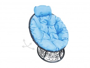 Кресло Папасан мини пружинка с ротангом голубая подушка в Миассе - miass.mebel74.com | фото
