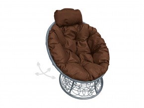 Кресло Папасан мини пружинка с ротангом коричневая подушка в Миассе - miass.mebel74.com | фото