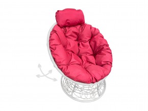 Кресло Папасан мини пружинка с ротангом красная подушка в Миассе - miass.mebel74.com | фото