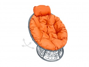 Кресло Папасан мини пружинка с ротангом оранжевая подушка в Миассе - miass.mebel74.com | фото