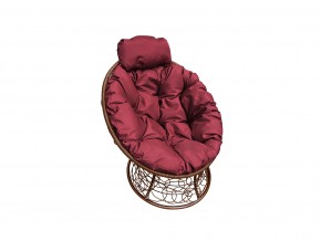 Кресло Папасан мини с ротангом бордовая подушка в Миассе - miass.mebel74.com | фото