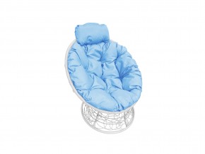 Кресло Папасан мини с ротангом голубая подушка в Миассе - miass.mebel74.com | фото