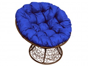 Кресло Папасан с ротангом синяя подушка в Миассе - miass.mebel74.com | фото 1