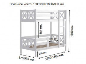 Кровать 2-х ярусная Аист-2 Классика белый 1800х900 мм в Миассе - miass.mebel74.com | фото 2