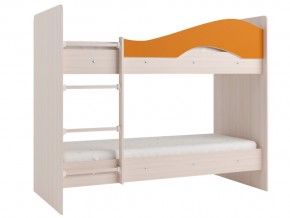 Кровать 2-х ярусная Мая на латофлексах млечный дуб, оранжевая в Миассе - miass.mebel74.com | фото