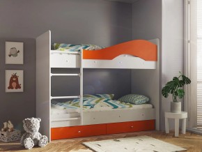Кровать 2-х ярусная Мая с ящиками на латофлексах белый-оранж в Миассе - miass.mebel74.com | фото