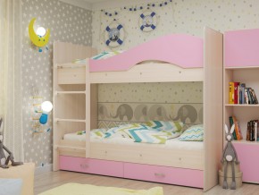 Кровать 2-х ярусная Мая с ящиками на латофлексах розовая в Миассе - miass.mebel74.com | фото