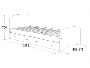 Кровать-6 одинарная с 2-мя ящиками 900*2000 млечный дуб в Миассе - miass.mebel74.com | фото 2