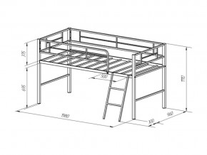 Кровать чердак Севилья Мини черная в Миассе - miass.mebel74.com | фото 2