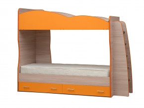 Кровать детская двухъярусная Юниор 1.1 оранжевая в Миассе - miass.mebel74.com | фото