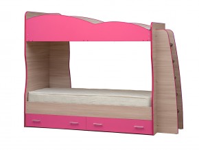 Кровать детская двухъярусная Юниор 1.1 розовая в Миассе - miass.mebel74.com | фото