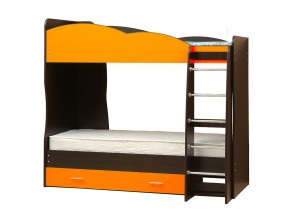 Кровать детская двухъярусная Юниор 2.1 оранжевая в Миассе - miass.mebel74.com | фото 1