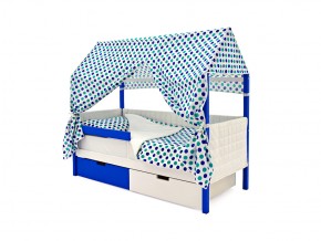 Кровать-домик мягкий Svogen с ящиками и бортиком сине-белый в Миассе - miass.mebel74.com | фото 3