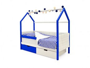 Кровать-домик мягкий Svogen с ящиками и бортиком сине-белый в Миассе - miass.mebel74.com | фото 5