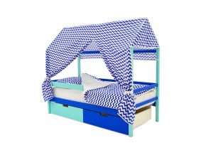 Кровать-домик Svogen с ящиками и бортиком мятно-синий в Миассе - miass.mebel74.com | фото 4