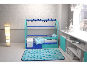 Кровать-домик Svogen с ящиками и бортиком мятно-синий в Миассе - miass.mebel74.com | фото 6