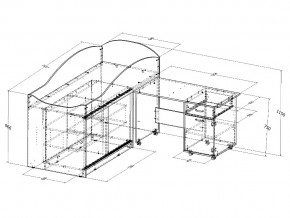 Кровать Дюймовочка 3 с лестницей Дельта 23.4 Голубой в Миассе - miass.mebel74.com | фото 2