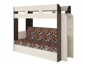 Кровать двухъярусная Карамель 75 венге ткань машинки в Миассе - miass.mebel74.com | фото 1