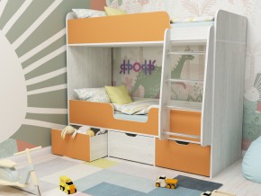 Кровать двухъярусная Малыш двойняшка винтерберг-оранжевый в Миассе - miass.mebel74.com | фото