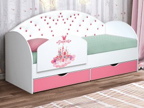 Кровать с продольной мягкой спинкой Корона №4 800х1600 мм розовая в Миассе - miass.mebel74.com | фото 2