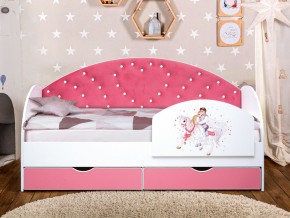 Кровать с продольной мягкой спинкой Сердце №1 800х1900 мм розовая в Миассе - miass.mebel74.com | фото 2