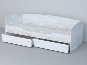 Кровать-софа Эго арт. 016 бетон светлый/белый глянец в Миассе - miass.mebel74.com | фото 1
