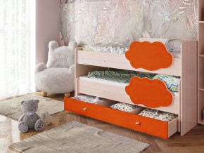 Кровать Соник с ящиком млечный дуб-оранж в Миассе - miass.mebel74.com | фото