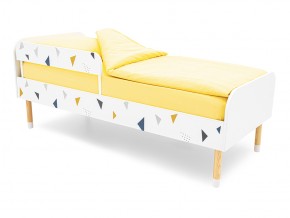 Кровать Stumpa Классика с бортиком рисунок Треугольники желтый, синий в Миассе - miass.mebel74.com | фото