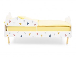 Кровать Stumpa Облако бортик, рисунок Треугольники желтый, синий, розовый в Миассе - miass.mebel74.com | фото 3