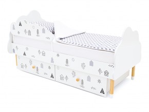 Кровать Stumpa Облако бортик и ящики рисунок Домики в Миассе - miass.mebel74.com | фото