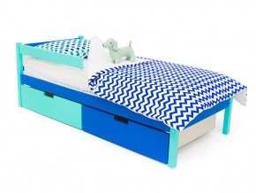 Кровать Svogen classic с ящиками и бортиком мятно-синий в Миассе - miass.mebel74.com | фото 1