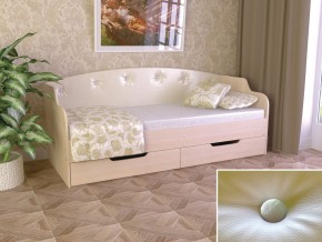 Кровать Юниор Тип 2 дуб молочный-белый перламутр 800х1600 в Миассе - miass.mebel74.com | фото 1