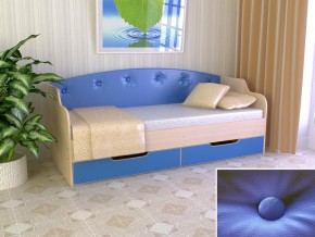 Кровать Юниор Тип 2 дуб молочный/синий 800х1600 в Миассе - miass.mebel74.com | фото