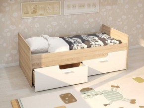 Кровать Умка дуб сонома с белыми ящиками в Миассе - miass.mebel74.com | фото