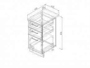 Н3Я 40 Модуль нижний Без Столешницы 3 ящика МН3Я 40 в Миассе - miass.mebel74.com | фото