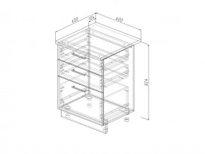 Н3Я 60 Модуль нижний Без Столешницы 3 ящика МН3Я 60 в Миассе - miass.mebel74.com | фото