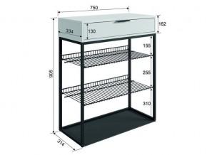 Обувница Краш черный муар/дуб крафт золотой в Миассе - miass.mebel74.com | фото 4